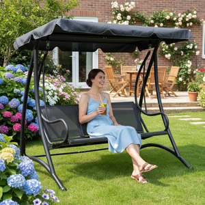 Outdoor Garden Aluminium Porch <b>Patio</b> <b>Swings</b> 3 Seat Grey Cushions - Product Image 1