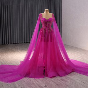 Robes de soirée longues de luxe en dentelle de sirène de Dubaï pour femmes, robes de mariée pour fête, RSM241093 - Product Image 2