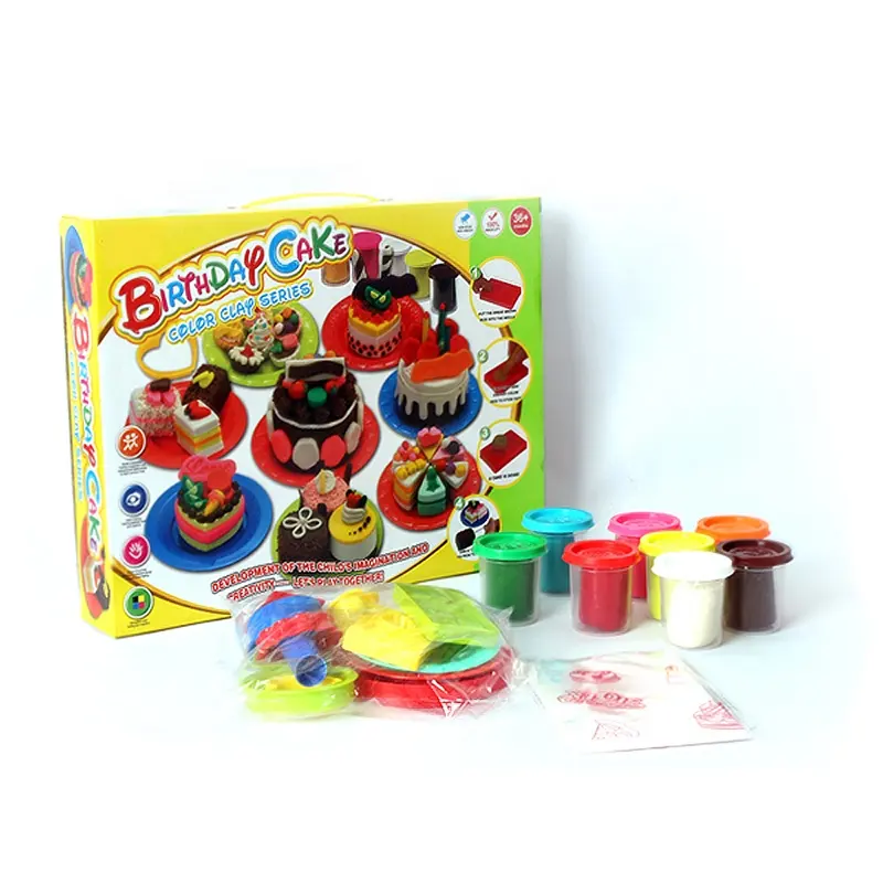 หญิง Handwork Playdough วันเกิดเค้กสี Plasticine ของเล่นทำด้วยมือเด็ก