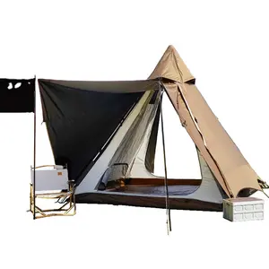 4-6 인 더블 자동 피라미드 텐트 플러스 두꺼운 비닐 비 방지 차양 야외 캠핑 텐트