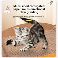 Lit pour chat 2 en 1 en MDF avec griffoir, plateforme et jouets pompons, maison pour chat respirante d'été, villa compacte pour chat