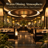 Décoration de restaurant écologique personnalisée de haute qualité avec éclairage LED, conception complète, construction de salle à manger, restaurant de restauration rapide