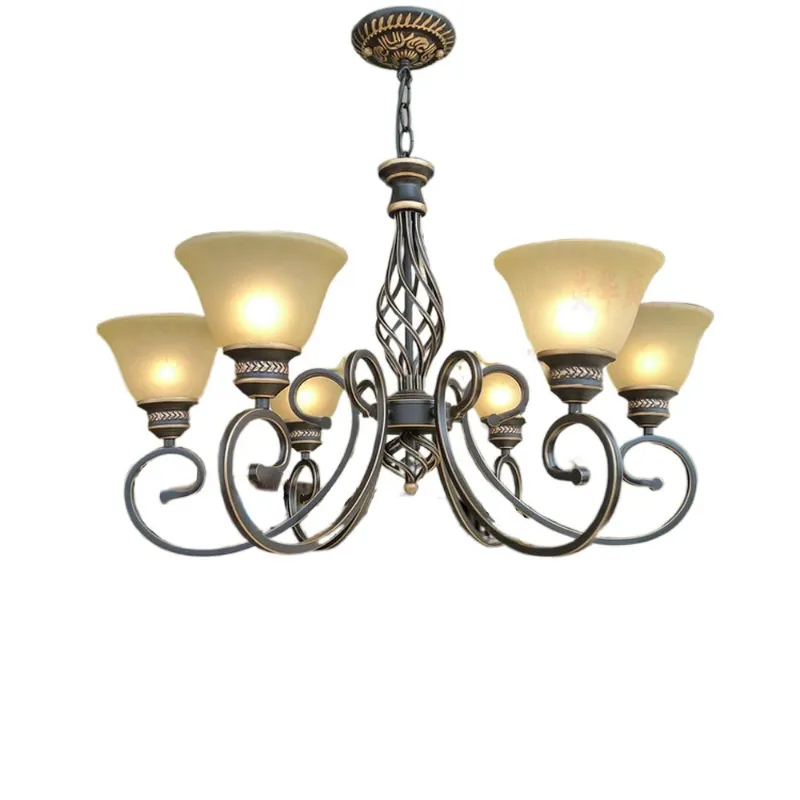 Lámpara de araña Retro de estilo nórdico, candelabro de hierro antiguo, Led, E27, 110V-220V, suspensión, iluminación para el hogar, sala de estar, Loft
