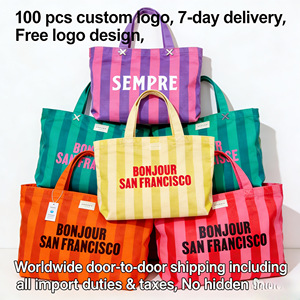 Custom Letter Logo Cotton Portable Canvas Shopping Tote Dust-proof Square <strong>Bag</strong> Reusable For Outdoor Use - Product Image 2
