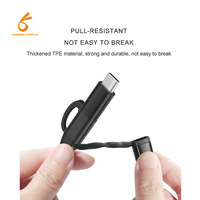 Logo OEM lumière Micro Type C 3 en 1 Nylon tressé USB câble de données de charge chaud pour iPhone Android tous les téléphones portables compatibles IOS