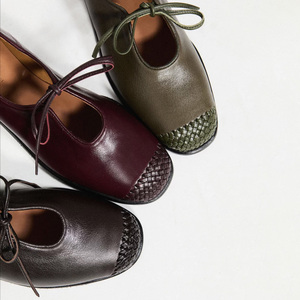 <span class=keywords><strong>Zapatos</strong></span> de <span class=keywords><strong>cuero</strong></span> tejido para <span class=keywords><strong>mujer</strong></span>, <span class=keywords><strong>zapatos</strong></span> planos casuales para <span class=keywords><strong>mujer</strong></span>, <span class=keywords><strong>zapatos</strong></span> con cordones para <span class=keywords><strong>mujer</strong></span> - Product Image 5