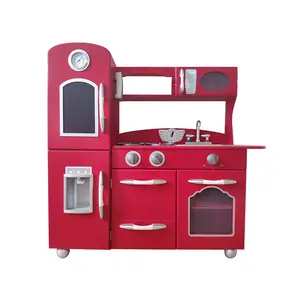 Big Space Wooden Kitchen Toys Modern Kitchen BBQ Play Toys Educational Pretend Play Kitchen Toys Sets For Kids