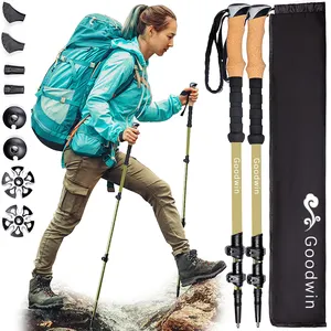Popular Walking Stick 3K Carton Telescopic Hiking Trekking Pole with Cork EVA handle