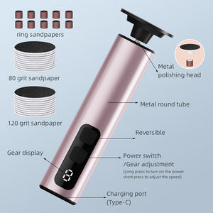 Lima Eléctrica para Pies, Color Morado, Herramienta de Pedicura, Funciona con Batería, Cuerpo Metálico, Uso Doméstico - Product Image 2
