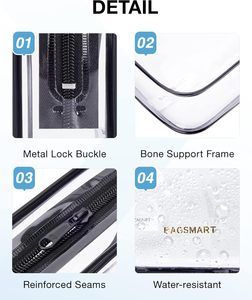 กระเป๋าเก็บอุปกรณ์อาบน้ำพลาสติกใสขนาดสี่ไซส์กระเป๋าใส่เครื่องสำอางกันน้ำจำเป็นสำหรับการพกพาขึ้นเครื่องบินสายการบินสนามบิน - Product Image 4