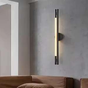 Wholesale Stainless Steel Silicon Modern LED Wall Lamp For Bedroom Background Corridor Indoor Nordic Minimalist Line Wall Light