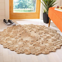 Tapis de jute tressé réversible | Tapis moderne en fibre naturelle beige Boho de 3x3 pieds pour intérieurs de ferme rustiques