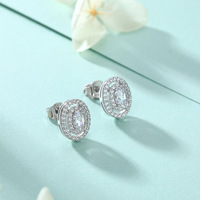 Pendientes de Aro Clásicos con Moissanita de Colores, VVS, Color D, 0.3ctx2, Regalo para Mujer, Plata, Chapado en Oro/Plata, Venta al Por Mayor