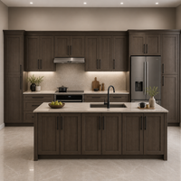 Meubles de cuisine sur mesure en bois massif laqué MDF, cuisine intégrée moderne de luxe pour villa, appartement, îlot de cuisine, usine