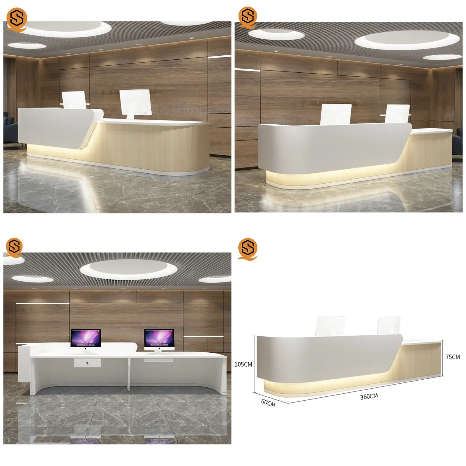 Moderne Gold einzigartige Salon Front Counter Büro feste Oberfläche Einzelhandel Shop Bar Hotel Rezeption tische