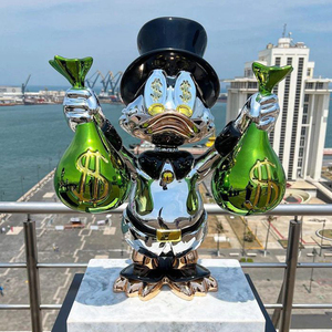 Su misura statua di arte dei cartoni animati galvanica ricca statua di anatra di Donald - Product Image 4