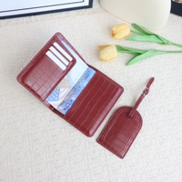 Ensemble personnalisable de couverture de passeport et d'étiquette de bagage en PU à motif crocodile