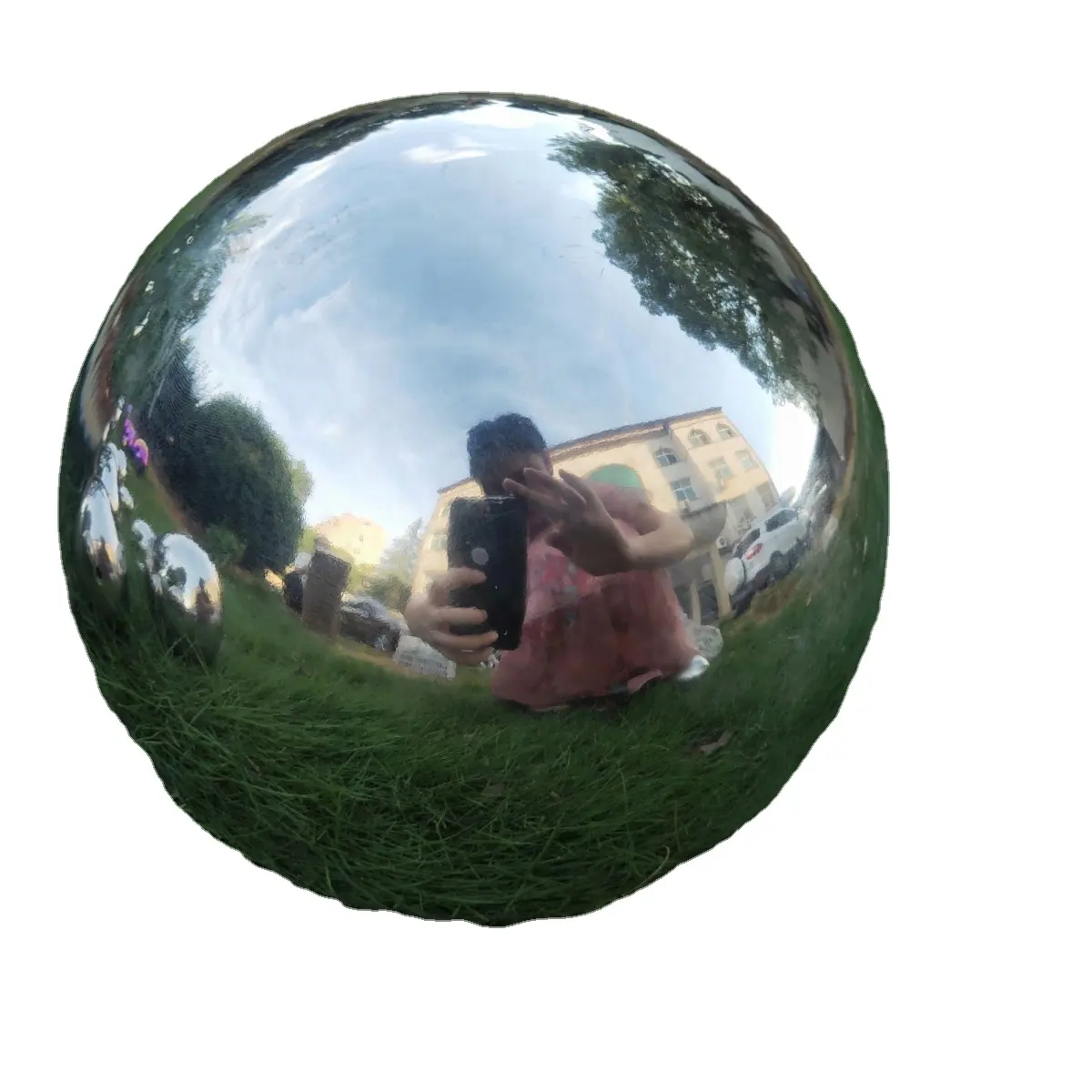 Große Spiegel kugel aus Edelstahl für die Garten dekoration