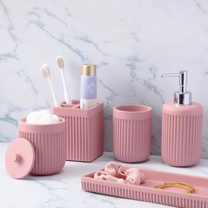 Set di accessori <span class=keywords><strong>per</strong></span> il <span class=keywords><strong>bagno</strong></span> in resina viola elegante a colori personalizzati con Dispenser di sapone a strisce verticali - Product Image 5
