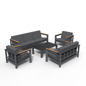Balcón Diseño reclinable Rattan <span class=keywords><strong>Exterior</strong></span> sofá sin brazos 6 piezas sofá de esquina de mimbre para gran fiesta familiar - Product Image 4