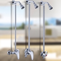 Kit de mélangeur de pommeau de douche en laiton chromé double fonction moderne industriel extérieur système de robinet de douche exposé avec valve