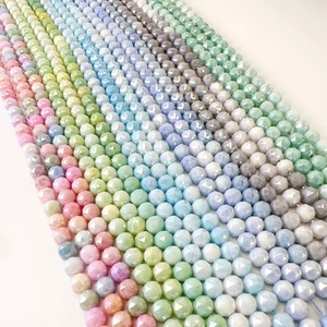Perles de cristal rondes à 32 facettes de 8 mm, effet teinture à l'eau, avec perles d'espacement AB en verre couleur macaron pour bijoux artisanaux DIY - Product Image 2