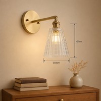 Appliques murales LED en verre et cuivre de style européen, AC85-265V, ampoule à incandescence, applique murale de luxe pour chambre à coucher, décoration intérieure, 3500K, lumière chaude