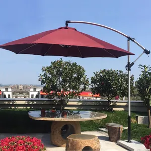 Fully aluminium waterproof outdoor 9' sunbrellas cafe patio cantilever banana umbrella