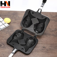 Moule à gaufres japonais Taiyaki double en forme de poisson pour desserts chauds, crêpière japonaise double, poêle à frire, moules à gaufres