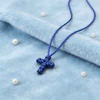 Collier de prière à croix orthodoxe grecque, tissé à la main, d'Europe de l'Est