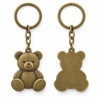 Porte-clés en métal durable personnalisé avec motif ours en peluche, logo sur mesure, vente en gros directe d'usine, cadeau, fabricant OEM ODM