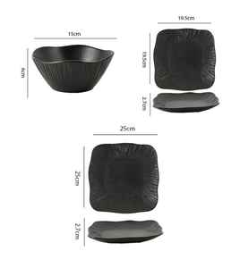 High Quality Eco Friendly Black Dinnerware <b>Set</b> Ceramic Bone China Plates and Bowls Dishwasher Safe Tableware - Product Image 2