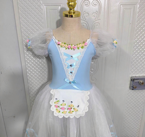Vestido de Danza Ballet para Niñas 2025 con Encaje y Borde Dorado, Traje de Tutú para Actuación de Ballet, Ropa de Competición para Niñas - Product Image 2