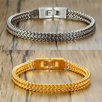 Bracelet pour homme en chaîne tressée de luxe, acier inoxydable, or, noir, argent, bracelet tissé classique pour homme