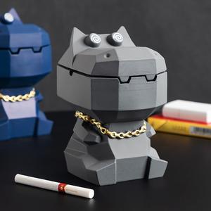 Cenicero Creativo de Hipopótamo con Tapa, de Resina, Bonito Tarro de Almacenamiento de Animales, a Prueba de Viento, Decoración para el Hogar, Regalo, Cenicero de Escritorio Inodoro - Product Image 5