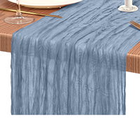 Chemin de table en voile froissé rustique en polyester tissé pour mariage, fête, maison, hôtel, festival, Noël - Réutilisable