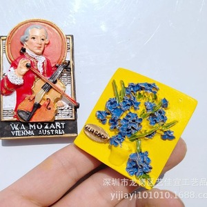 Yijia Van Gogh pintura famosa arte refrigerador resina Iris flor estrellada girasol trigo campo decorativo Refrigerera - Product Image 2