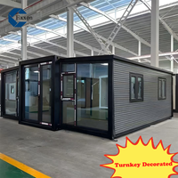 Maison conteneur à double aile entièrement décorée, 2 chambres, petite villa préfabriquée avec cuisine, maison modulaire préfabriquée extensible