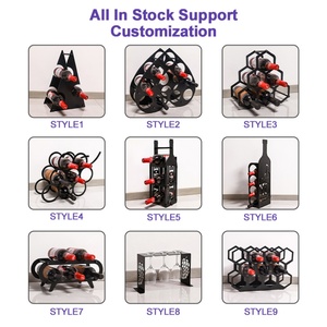 Estante de exhibición de metal negro inclinado para almacenamiento industrial de botellas de vino, diseño único y personalizado - Product Image 6