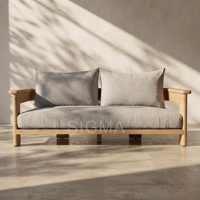 Fauteuil simple d'extérieur en teck à finition naturelle durable pour terrasse contemporaine, style esthétique nordique moderne