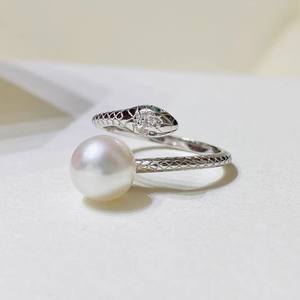 Anillo de Plata de Ley S925 10591DIY con Cuentas Redondas de 10-12 mm, Soporte Vacío para Anillo de Serpiente Espiritual, Perla, Accesorios 100% Auténticos - Product Image 3