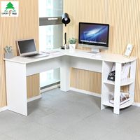 Bureau d'angle blanc en L, table d'ordinateur, meubles de maison