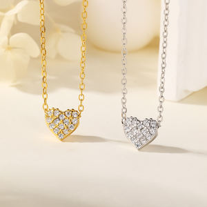 Großhandel Sterling Silber Halskette Frauen Hypo allergene Liebe Charm Halskette 5A Zirkon Micro Intarsien Herz Anhänger Halskette - Product Image 2