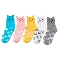 Adorable chat décontracté dessin animé 3D oreilles mi-mollet chaussettes pour femmes antibactériennes absorbant la sueur chaussettes ODM pour l'automne