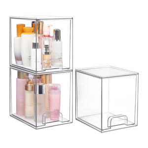 7.6 "tinggi 2 pak jelas Stackable <span class=keywords><strong>Organizer</strong></span> laci untuk <span class=keywords><strong>Makeup</strong></span> kamar mandi meja penyimpanan laci - Product Image 4