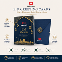 Cartes de vœux personnalisées en or avec impression de mosquée et de lune pour l'Aïd Moubarak, cartes de fête en papier avec logo personnalisé OEM