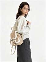 Sac à dos Zeyu pour femme en faux daim avec garniture Sherpa et cordon de serrage, collection Hiver 2026, style vintage décontracté, sac à dos en peluche, sac à dos en fausse fourrure ODM/OEM