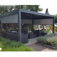 Pergola motorisée rétractable en aluminium avec toit à lames orientables, éclairage LED, protection solaire étanche, pour jardin et gazebo, destinée aux marchés du Canada et des États-Unis, direct usine