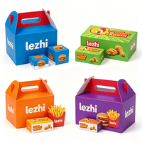 Caja para llevar pollo frito, de cartón blanco de calidad alimentaria, con logo personalizado, para comida rápida, con asa.