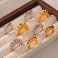 Anting Vintage Fashion Sederhana Desain Geometris Ringan Bahan Stainless Steel Lapis Emas Bentuk U